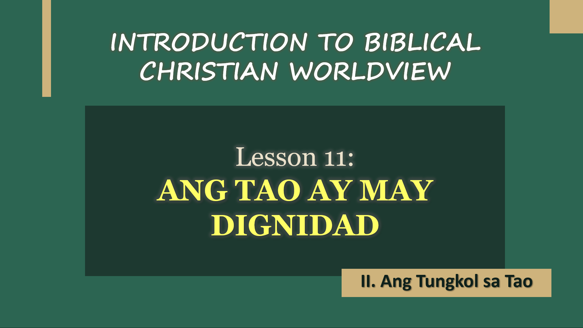 Intro to Biblical Christian Worldview-Worksheets – Lambat Ministries