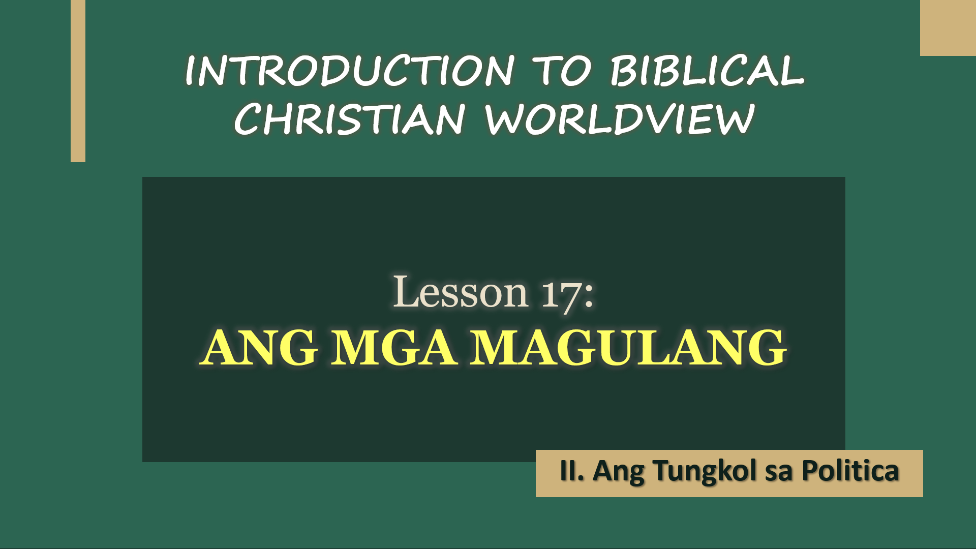 Intro to Biblical Christian Worldview-Worksheets – Lambat Ministries